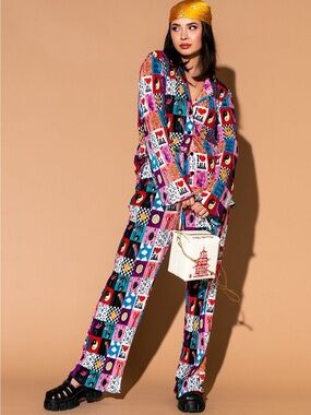 Dressed in Lala Plisse Long Sleeve Set in Lala’s World Print - Size XL